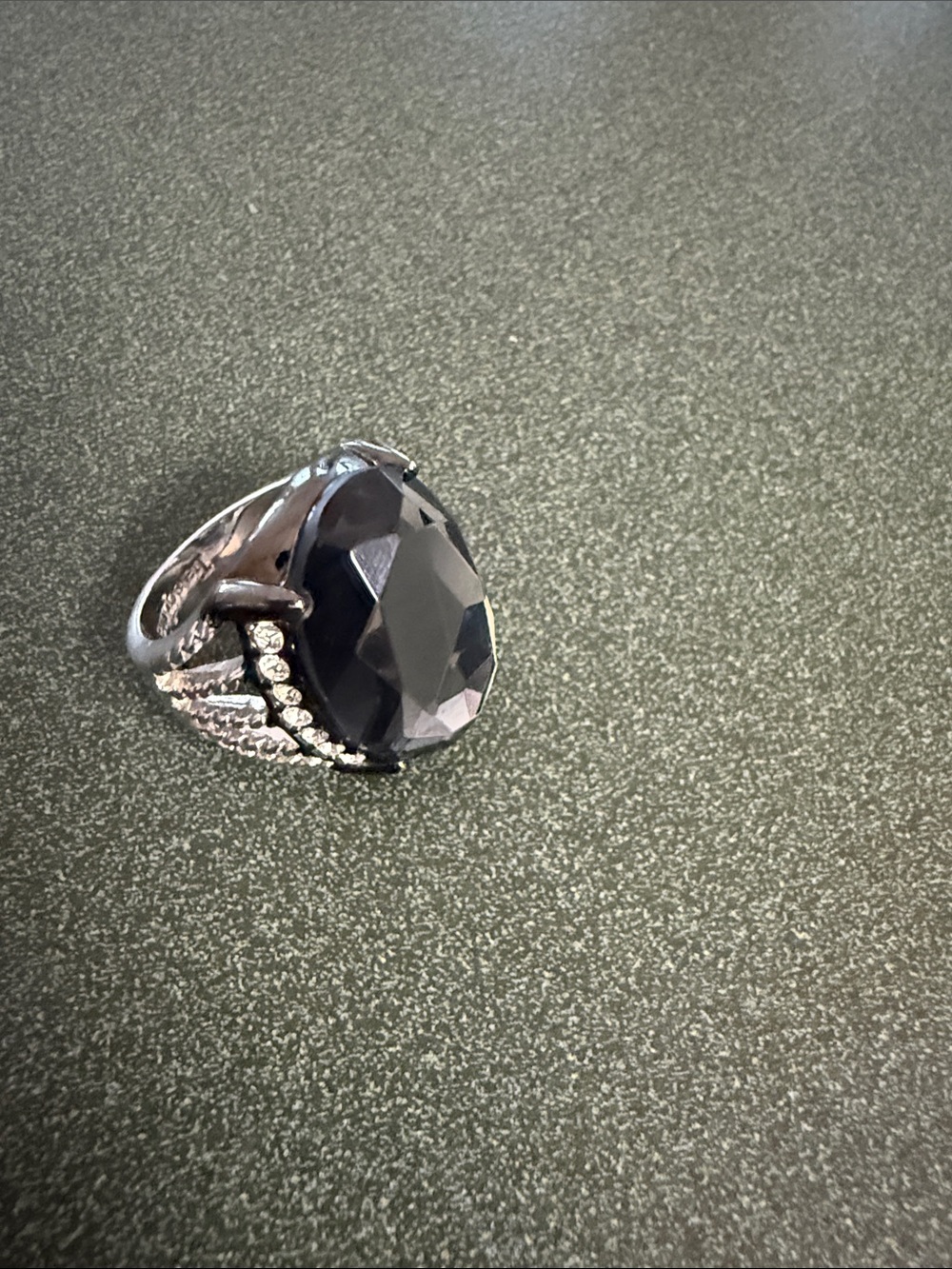 Lia Sophia Black and Silver Cocktail Ring